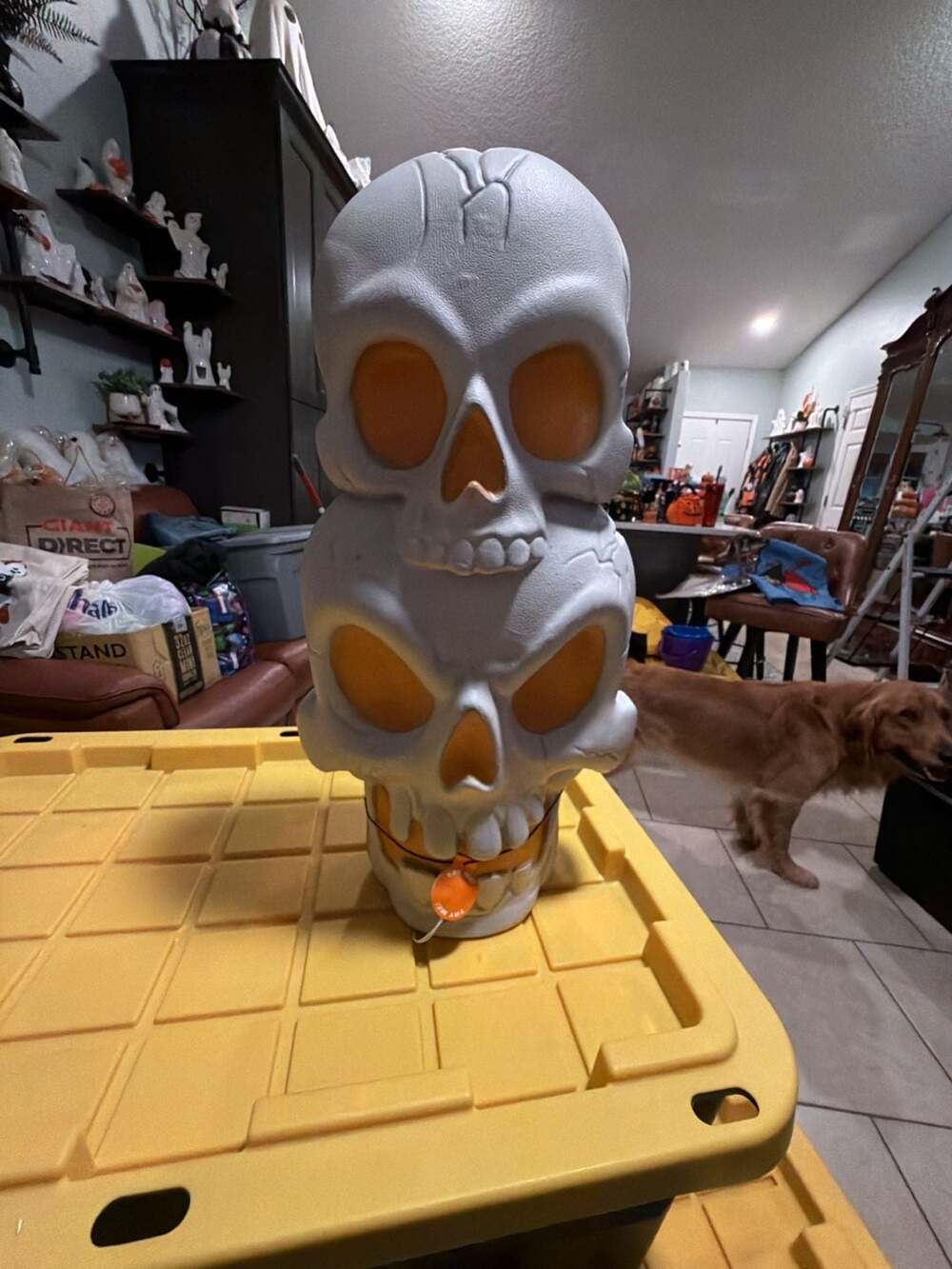 Hyde & Eek! Boutique Stacked Skull Blow Mold 22 Inch Halloween Decor